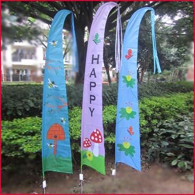 Spring Garden Flag Birdcage Mushroom Butterfly