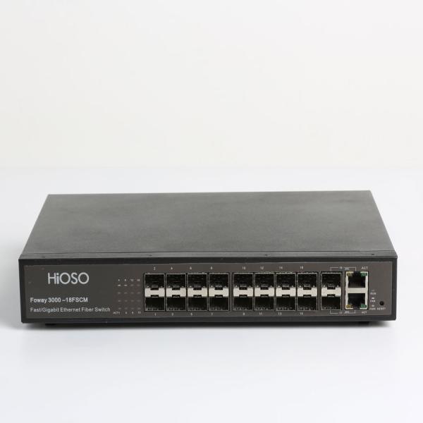 16 10/100M SFP Ports 2 100/1000M RJ45 Uplink Port Fiber Optic Switch