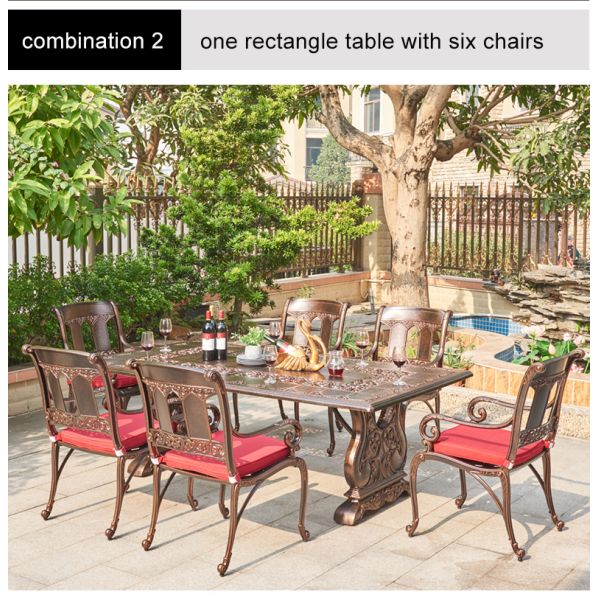 Outdoor Cast Aluminum Table and Chair Furniture Courtyard Balcony Garden Sets Customized