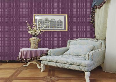 Modern Purple Non Woven Wallpaper Moisture Proof Flower Pattern For Walls