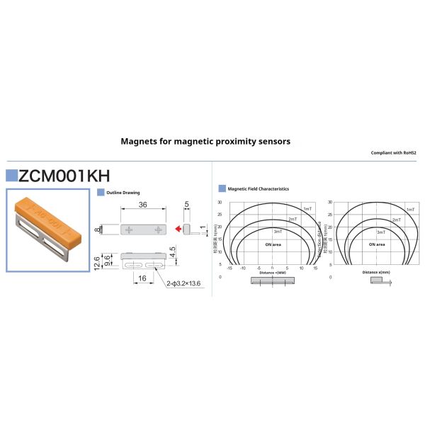 Customizable M2.5 Hole Applicable Switch Magnets for Magnetic Proximity Sensor Long Range Magnetic Field Detection ZCM003KH