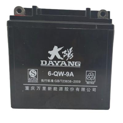 12V DAYANG Bateria de motocicleta negra 9A OEM Empresa Membro Material acumulador