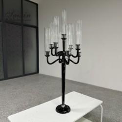 3 braço 9 braço cristal candelabro casamento vidro preto mesa de casamento 110cm