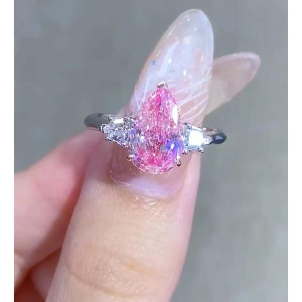 Pear Pink 2 Carat Lab Made Diamond Engagement Rings