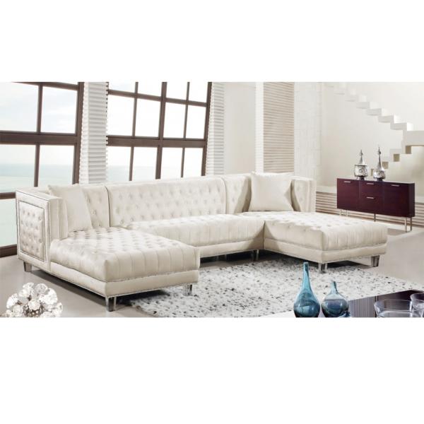Durable Breathable Velvet Modular Sofa , Anti Scratch Sofa Bed With Chaise