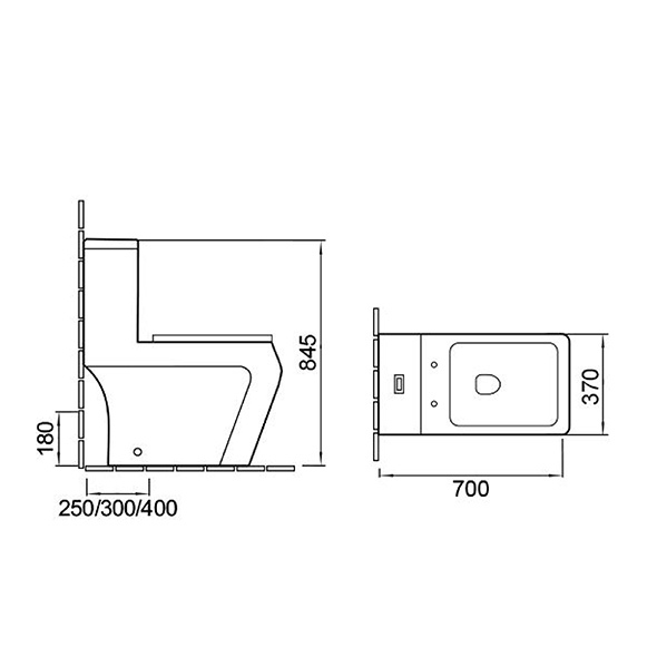 Siphonic / Washdown One Piece Toilets 370x700x845mm Commode Toilets ORA3952