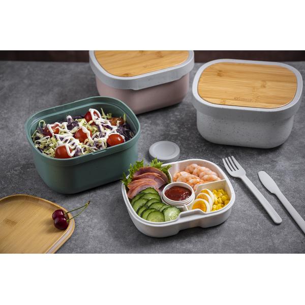 190*150*100 mm Microwavable Food Container Eco Custom Logo Color Separated Space BPA Free Bamboo Storage Box Container