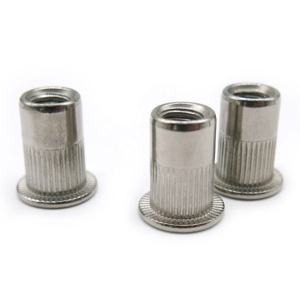 Custom Size Stainless Steel Railcar Rivet Nut Flat Head Knurled Body Zinc Plated