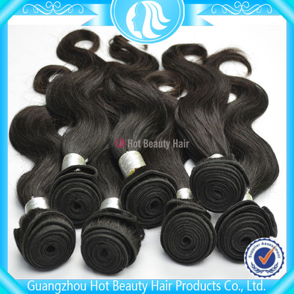 Natural Black Virgin Human Hair Extensions , 22'' Body Wave