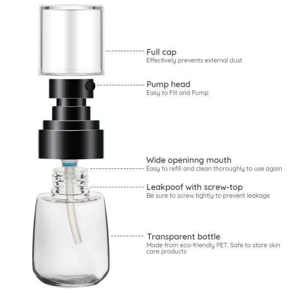 Transparent 30ml  Cosmetic PETG Bottles Cream Liquid Foam Pump Bottle