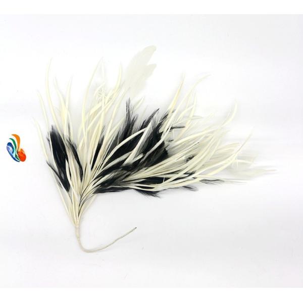 15*30 cm Party Decoration Hackle Feather and Stripped Coque Feather Flower Mount with Wire Accessory