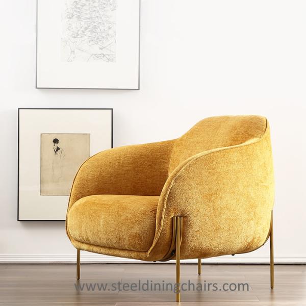 Modern Accent Fabric Flannelette Stainless Steel 1 Seater Sofa