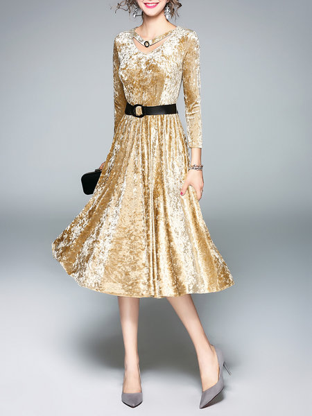 A-line Long Sleeve elegant office dresses for lady