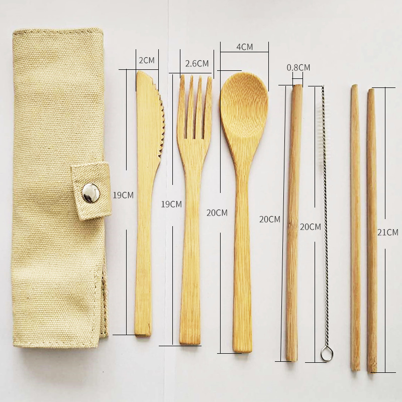 Столовый прибор утвари Flatware палочек вилки ложки перемещения органический бамбуковый установил в мешок
