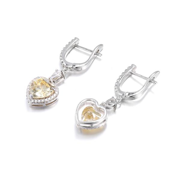 OEM Love Heart Diamond Earrings 925 Sterling Silver Love Heart Earrings