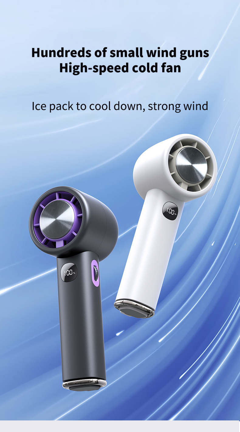 Smart Cooling Fan Wearable 10500 RPM Digital LCD Display Foldable Stand Trendy Colors-Includes Ice Pack Function Box