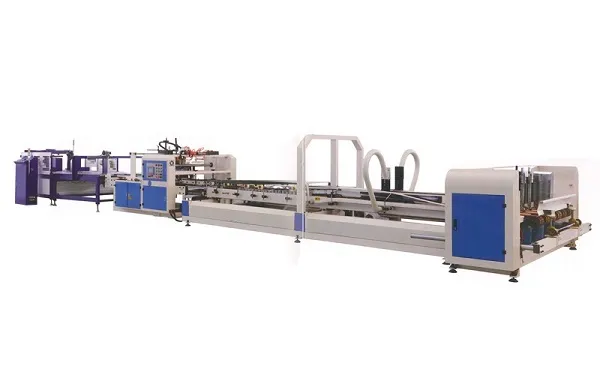Full-Automatic Double-Piece-Carton Folder Gluer Machine, with Pressing unit and Side output