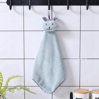 Lapin mou de impression fait sur commande de serviette de main de tissu de chiffon de cuisine pour la salle de bains
