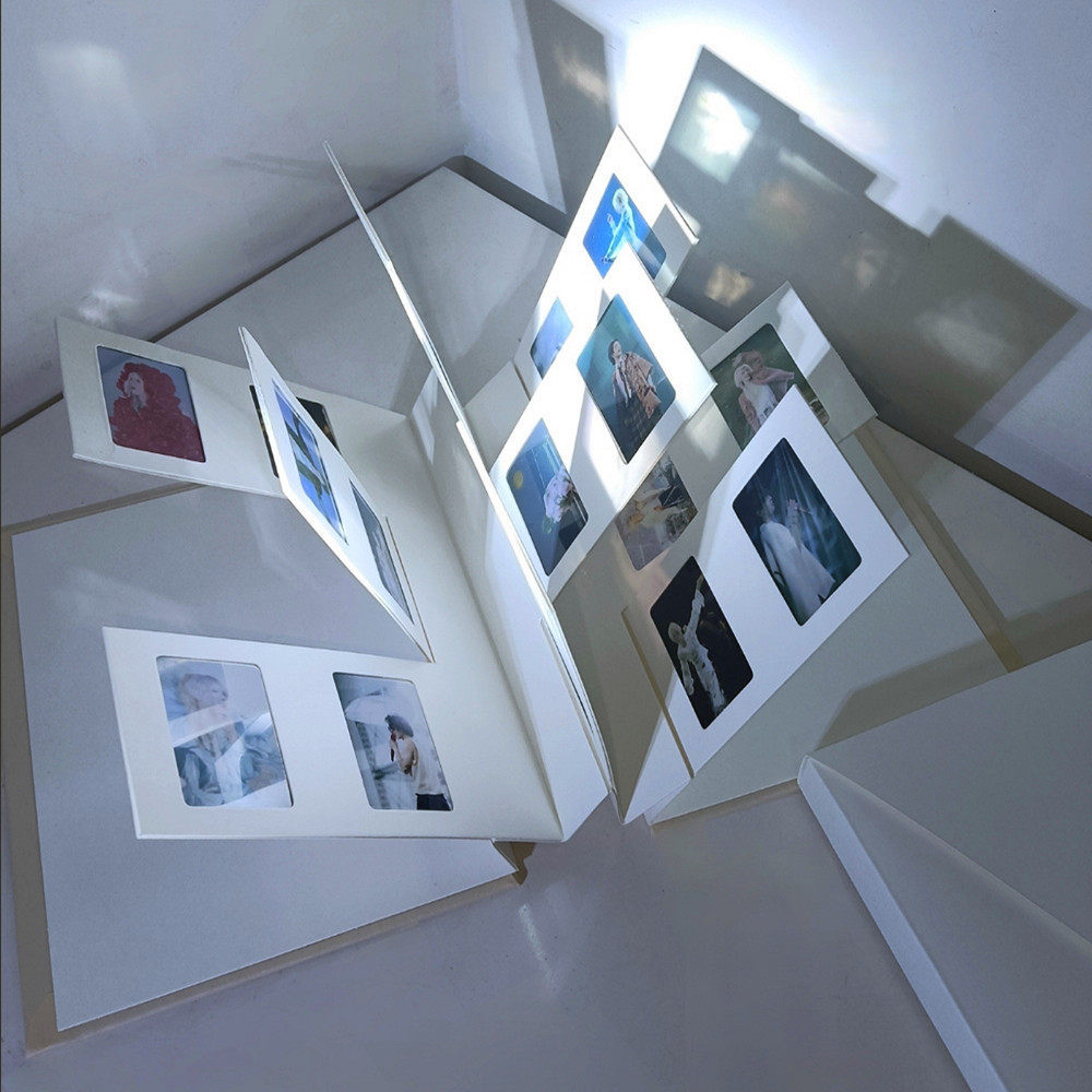 Accordion Fold Shadow Photo Album With Window Frame Panels And 3M Adhesive