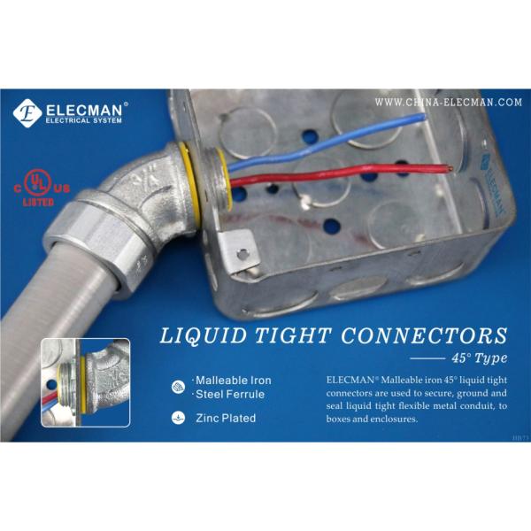 Malleable Iron Liquid Tight Conduit Fittings Liquid Tight Flexible Conduit Connector 45 Degree
