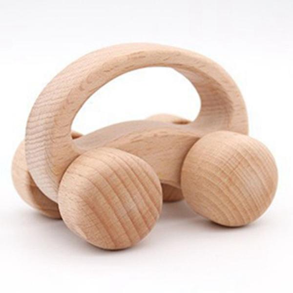 New Born Dog Car Montessori Toy Wooden Rattle Teether Toy For Baby Training