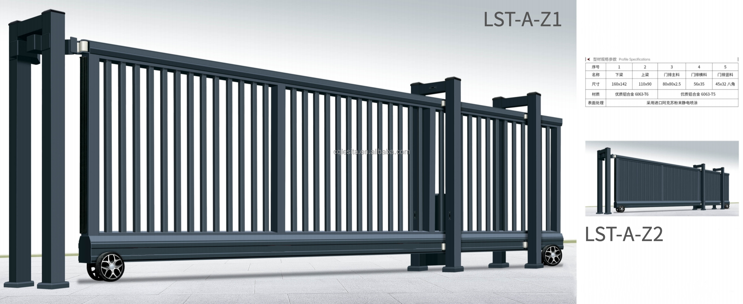Industrial Aluminum Alloy Automatic Sliding Gate with Smart Electric Motor for Retractable Driveway Main Gate
