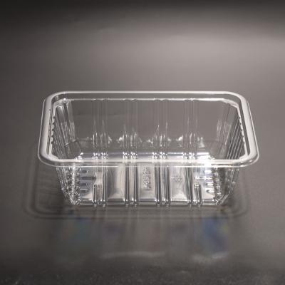 Taça de alimentos retangular de plástico PET descartável transparente para embalagens de carne