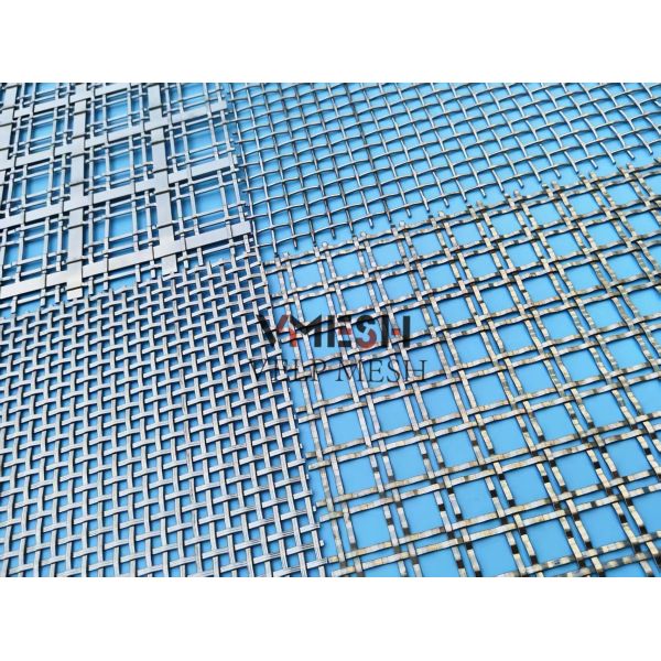 Antique Brass Flat Stainless Steel Wire Decorative Crimped Woven Wire Mesh Panels Grilles