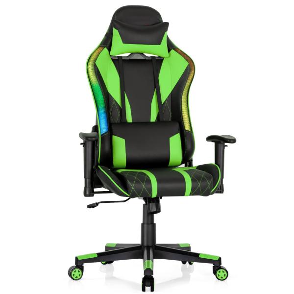 Adjustable Lumbar Support Racing Ergonomic Gaming Chair for Adults ALINUNU RGB Chair