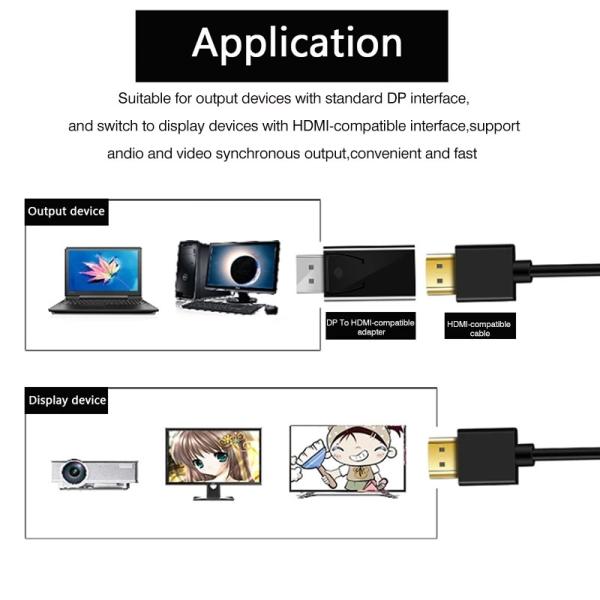 PBS 4K 60Hz Male To Female Cable Adapter DP Displayport To HDMI Adapter
