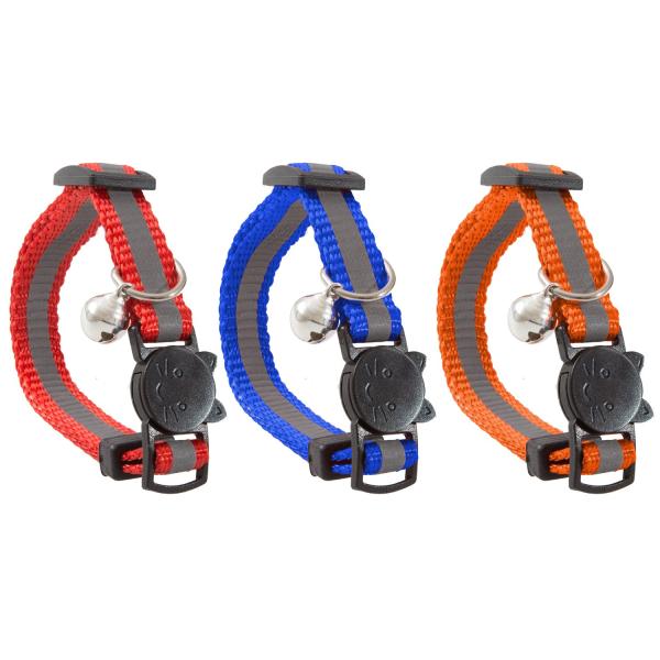 Установленный твердый безопасный воротник проводки кота 6, воротник кота нейлона отражательный с колоколом