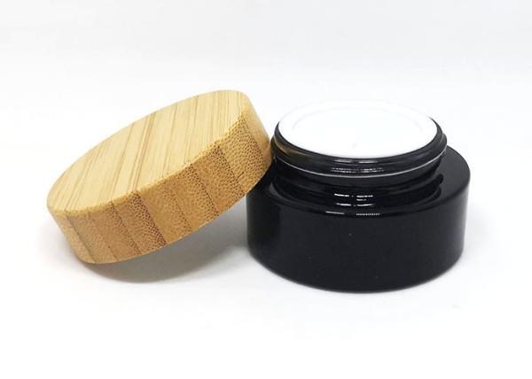50ml 100ml Bamboo Glass Cosmetic Jar Empty Body Butter Containers With Paper Box