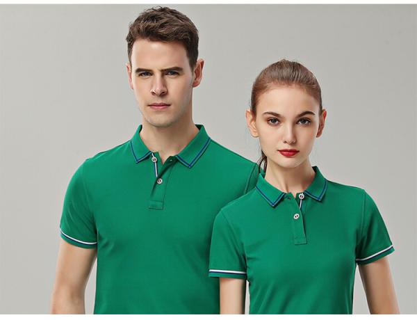Black Staff Mens Breathable Polo Work Shirts Screen Printing Plain Solid Blue Color