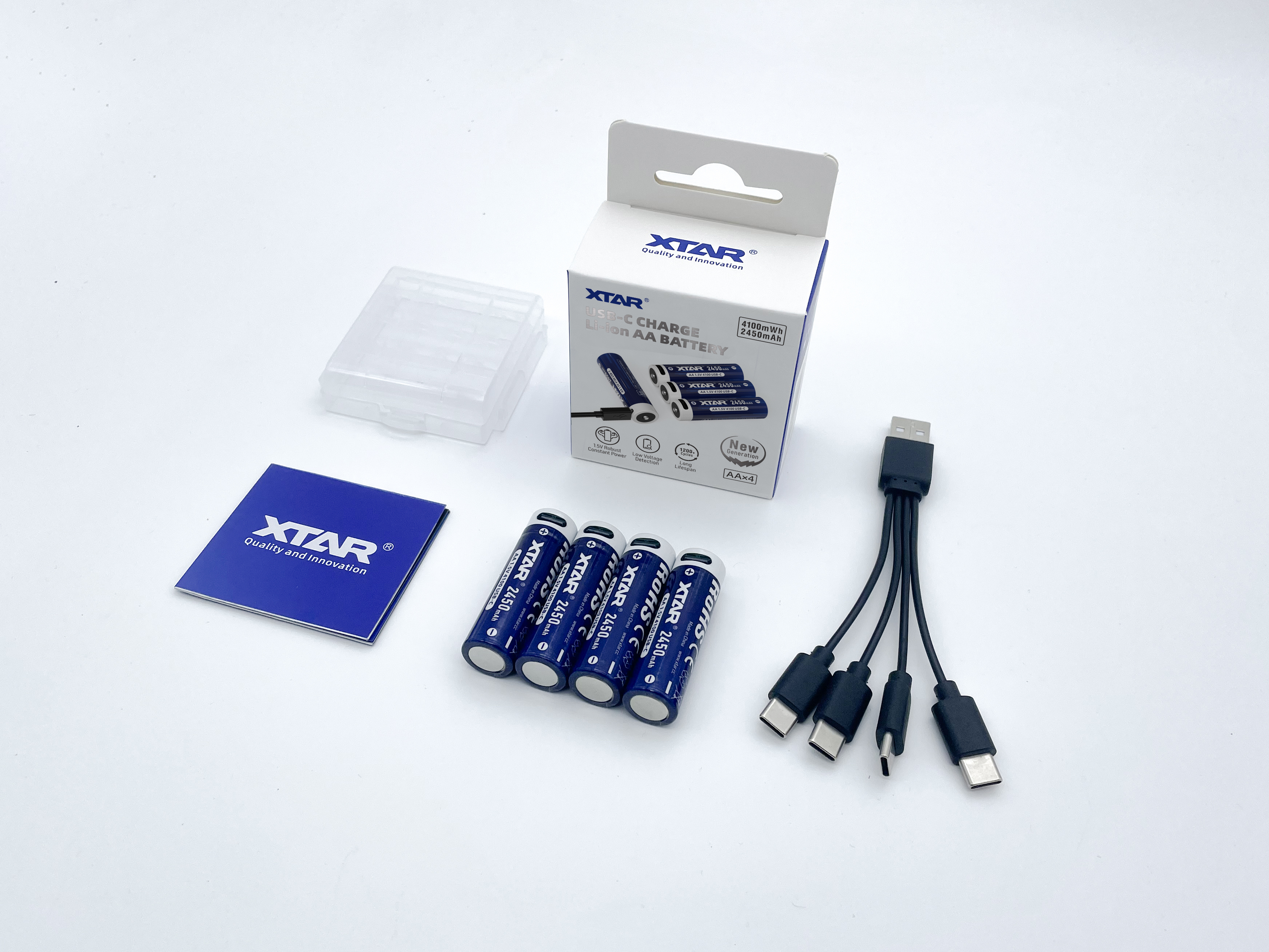 USB-C Rechargeable AA Batteries with 4100mWh Capacity and 1200 Cycles for High-Demand Applications