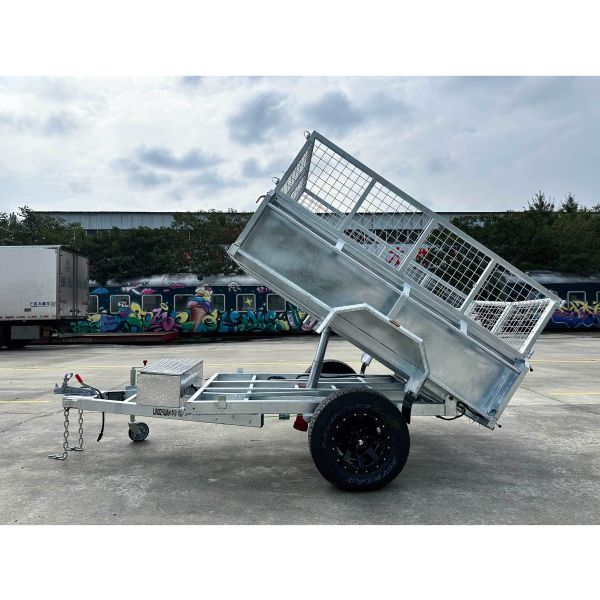 Remorque basculante simple essieu entièrement soudée argentée 8x5, PTAC 2000 kg