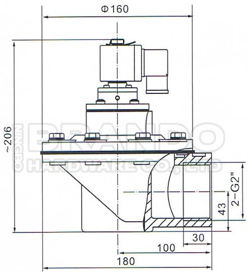 DMF-Z-50S мембранный клапан 2 дюймов прямоугольный для AC220V DC24V