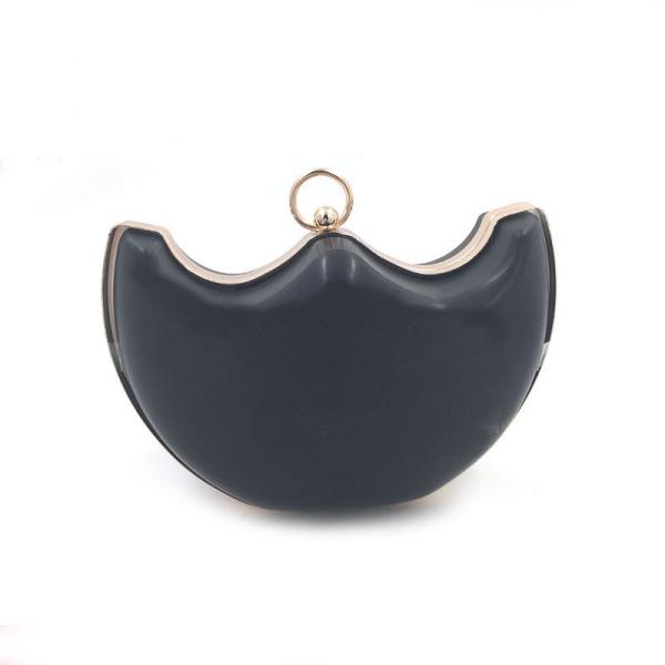 Custom high quality moon boat shape plastic bags box purse gold frame