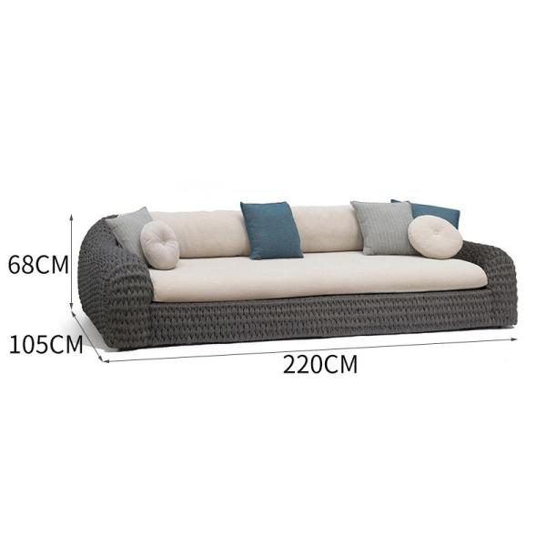 Backyard Patio Furniture Garden Set with Private Villa Garden Sofa in Rope Woven Design