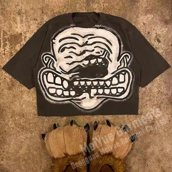 Vestidos callejeros de manga larga T-shirts de pantalla de gran tamaño impresión de parcheado camisa de manga larga