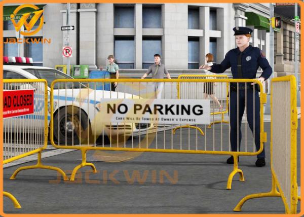 Temporary Flat Feet Galvanized Crowd Control Barrier Iron Tube Customized Size