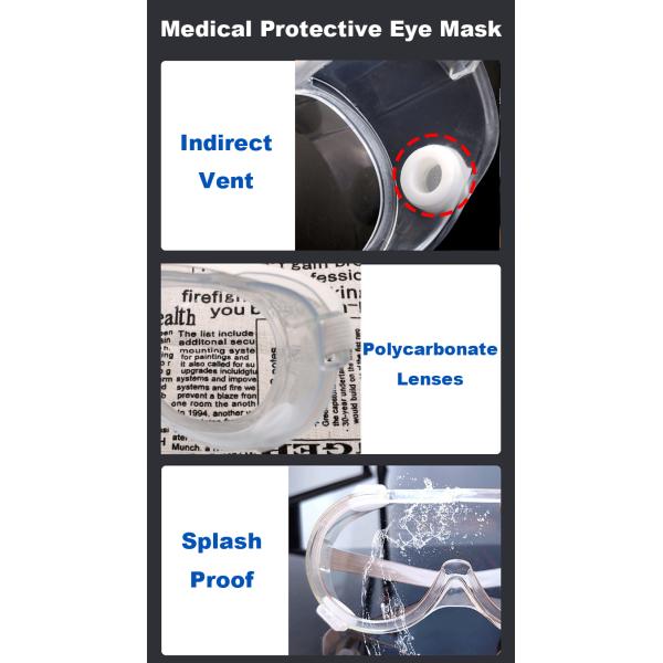 Anti Bacterial Medical Eye Goggles , Hospital 17 X 8cm Clear Protective Eyewear