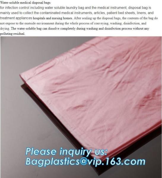 Biodegradable Medical PVA Water Soluble Wash Laundry Bag For Hospital, Dissolvable Wash Laundry Bag