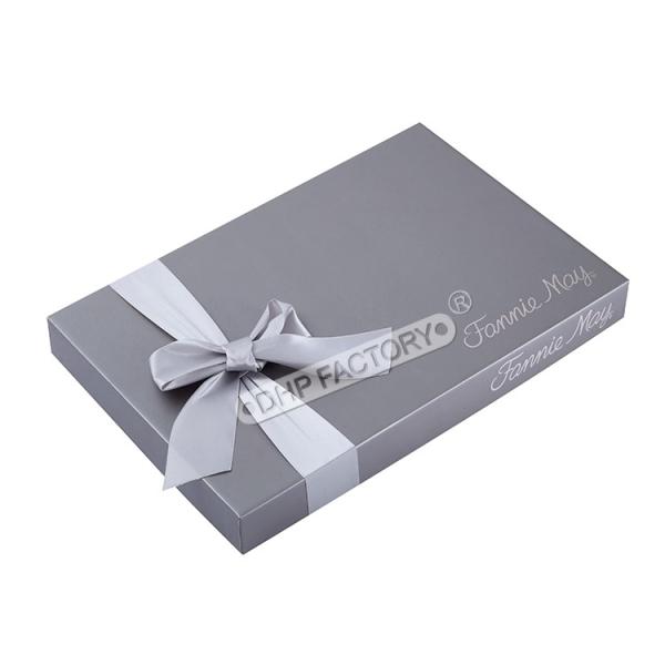 Elegant Gray Decorative Gift Boxes With Ribbon For Luxurious Packaging