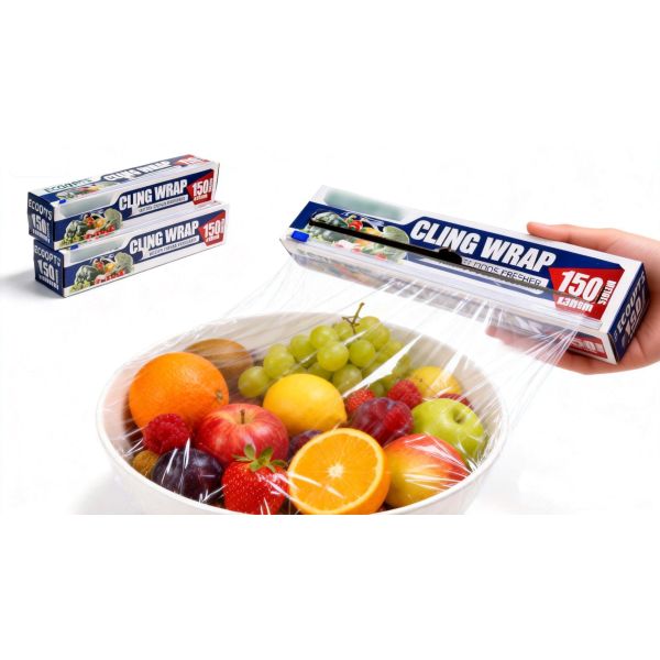 100% Safe PE Cling Film With Cutter Box for Food Wrap Fruits and Vegetables Packaging Made in CHina