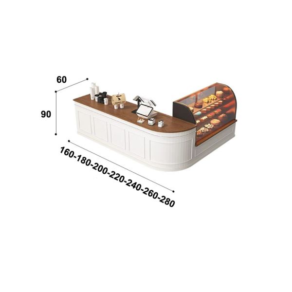 L-type Front Desk Reception Counter Cake Bread Coffee Dessert Juice Shop Wooden Bar Counter