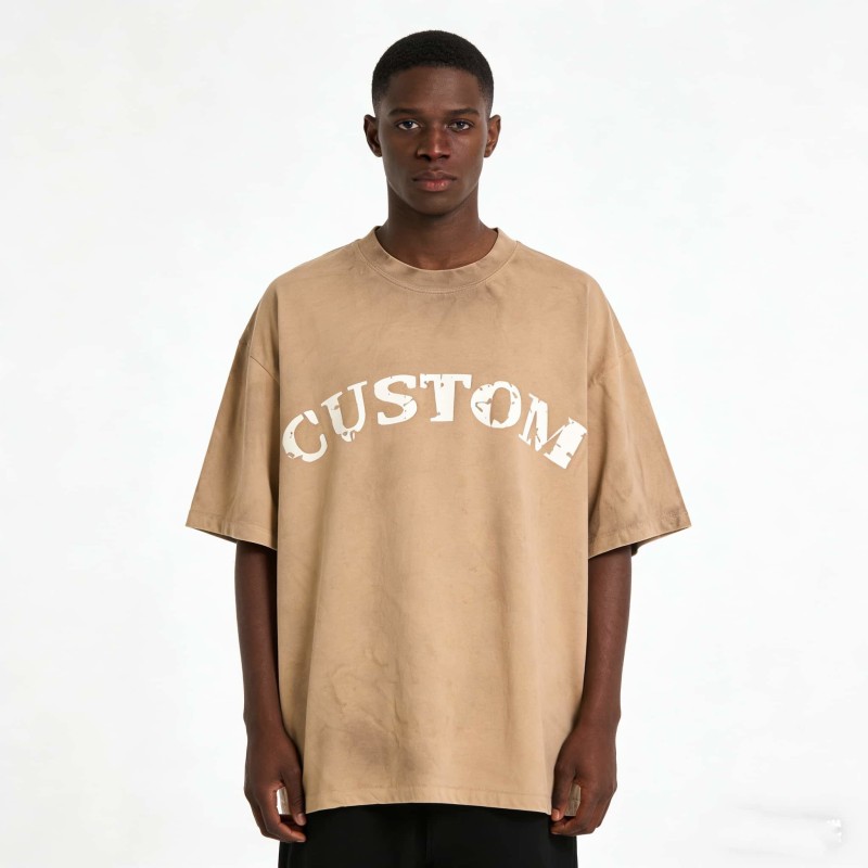 Custom 260GSM Screen Print Oversized Dirty Wash Heavyweight T-Shirt