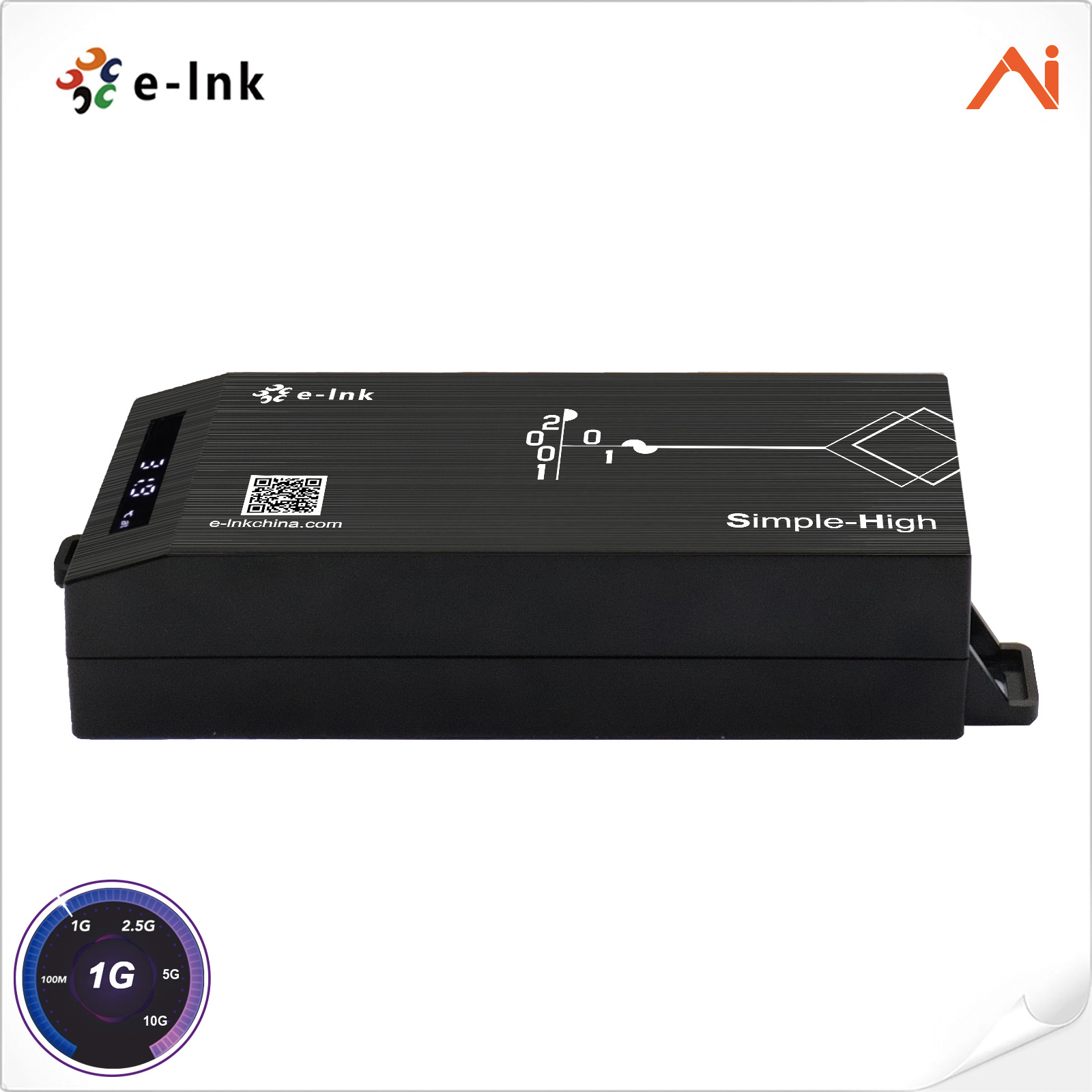 E-link LNK-AIPSE301M30 IEEE802.3at PoE+ 30W AI Smart Gigabit PoE Injector with LED Screen Display