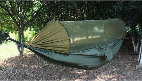 Camping Hammock with Mosquito Net, Hammocks with 13ft Tree Straps Carabiners, Automatic Quick Open Outdoor