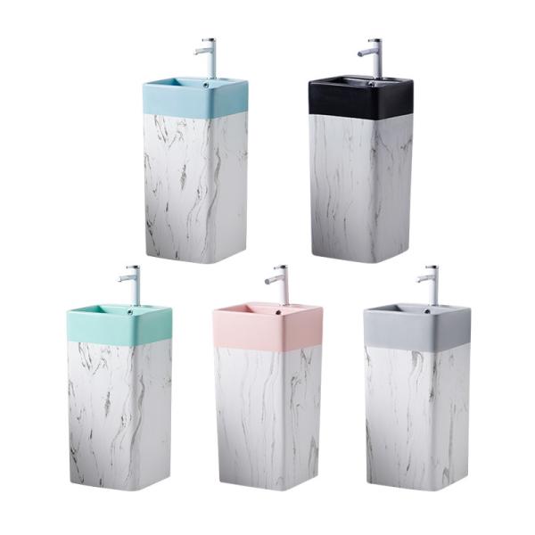 Self Cleaning Rectangular Ceramic Wash Basin Pedestal Bathroom Sink