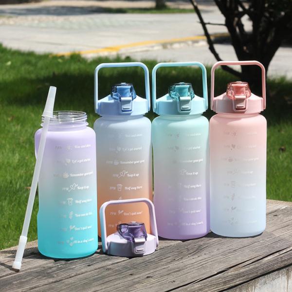2000ML Portable Outdoor Custom Drinking Cups Motivational Gallon Water Bottle